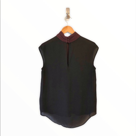 RW & Co Sleeveless Blouse - Plum/Black - Sheer - Mock Neck - Picture 2 of 5